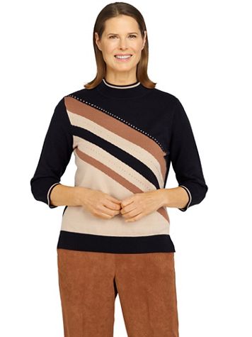 Alfred Dunner® Madagascar Diagonal Colorblock Sweater - Image 1 of 4