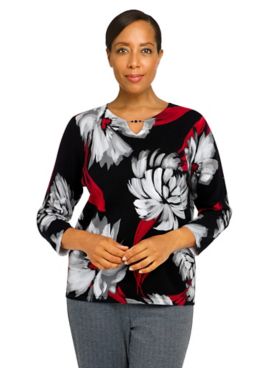 Alfred Dunner® Empire State Painterly Floral Sweater