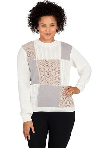 Alfred Dunner® Stonehenge Pointelle Colorblock Sweater - Image 1 of 4