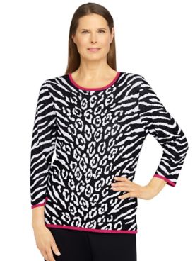 Alfred Dunner® Theater District Animal Jacquard Sweater