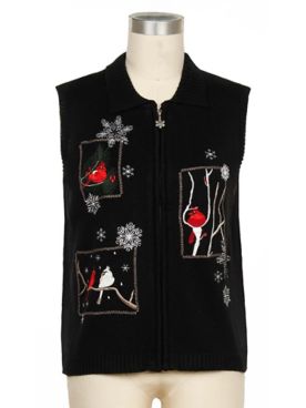 Southern Lady Birds Embroidered Sweater Vest