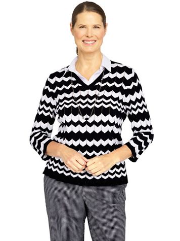 Alfred Dunner® Checking In Chevron Sweater - Image 2 of 2