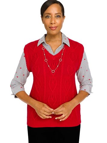 Alfred Dunner® Checking In Cable Vest Sweater - Image 1 of 1