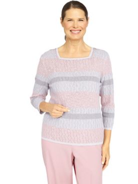 Alfred Dunner® Soft Spoken Textured Biadere Sweater