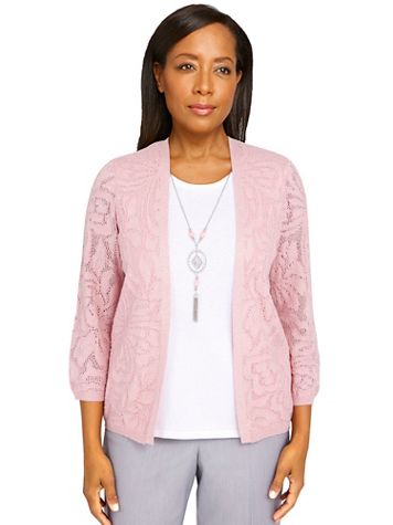 Alfred Dunner® Soft Spoken Pointelle Butterfly Pattern Sweater - Image 2 of 2