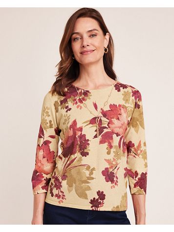 Alfred Dunner® Mulberry Street Floral Shimmer Print Sweater - Image 4 of 4