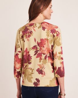 Alfred Dunner® Mulberry Street Floral Shimmer Print Sweater