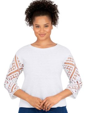 Ruby Rd® Pacific Muse Novelty Lace Sleeves Sweater