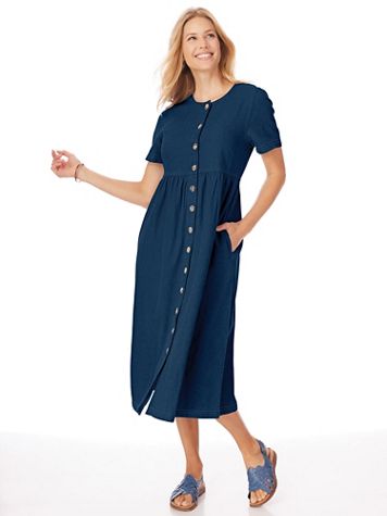 Denim Button-Front Dress - Image 1 of 4