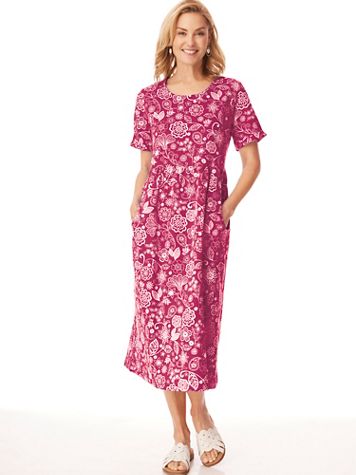 Print Scoopneck Dress with Pockets - Image 1 of 4