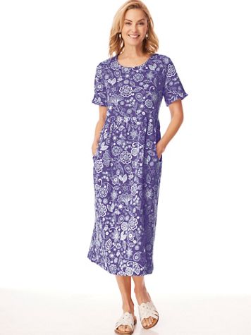 Print Scoopneck Dress with Pockets - Image 3 of 4