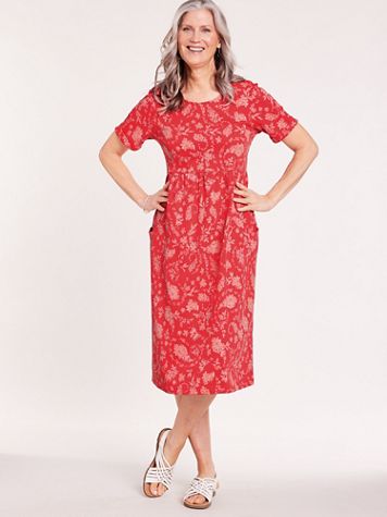 Print Scoopneck Dress with Pockets - Image 1 of 6