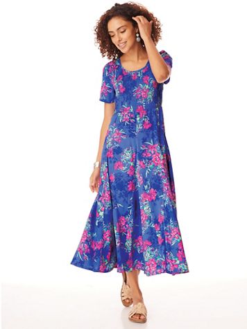 Short-Sleeve Smocked Challis Dress - Image 5 of 5