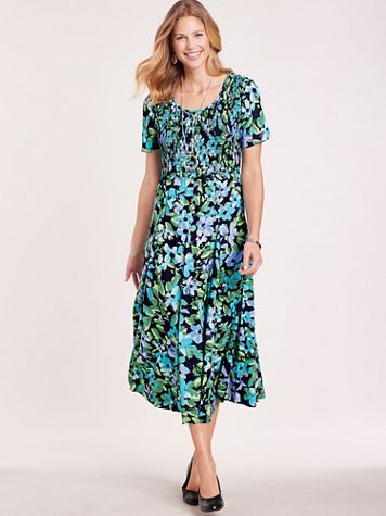 Short-Sleeve Smocked Challis Dress - Image 4 of 5
