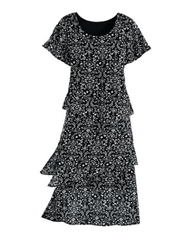 Short-Sleeve Floral Overlay Dress - Image 3 of 4