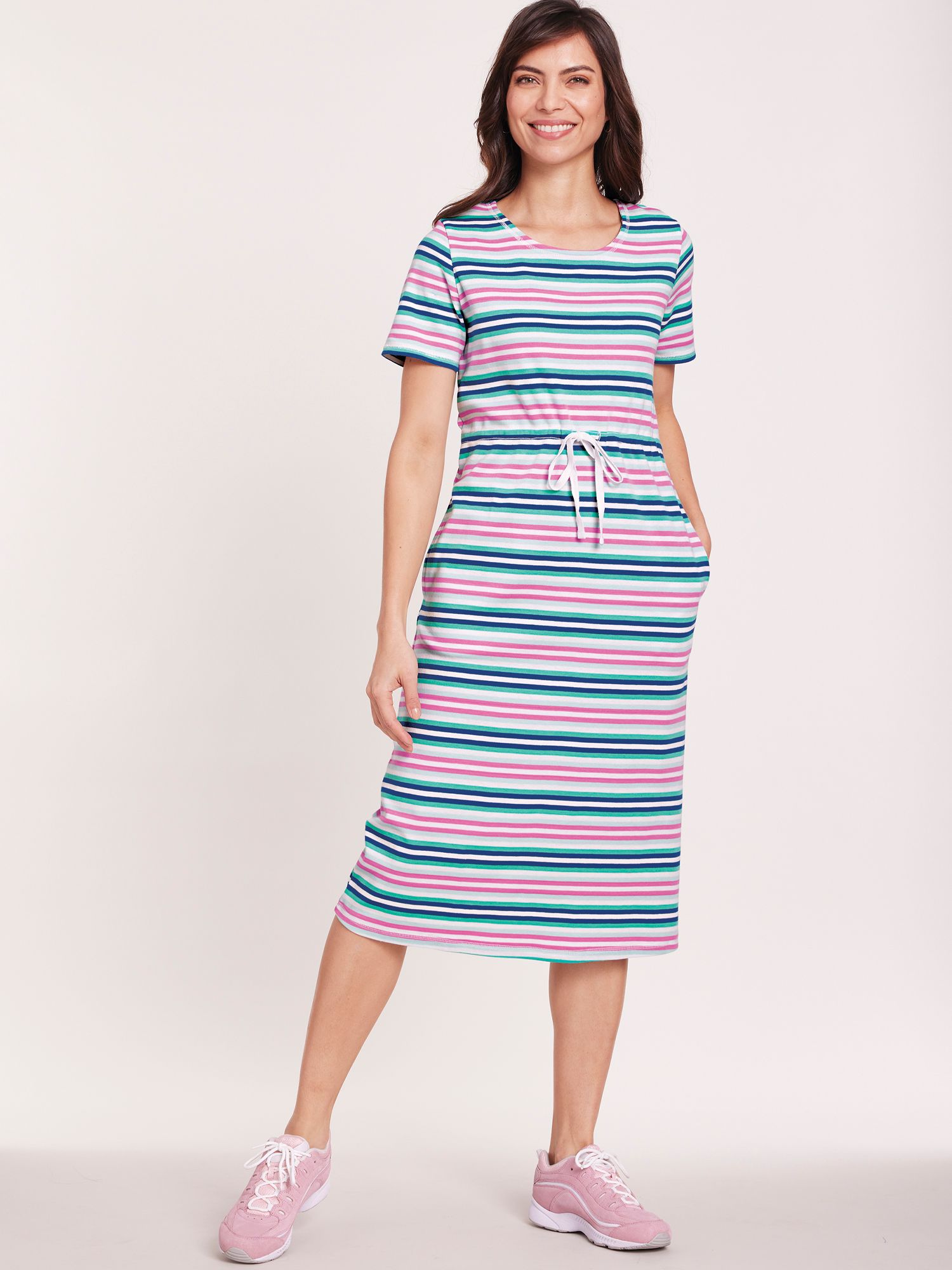 Stripe Drawstring Waist Dress