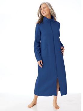 Long Zip-Front Fleece Robe