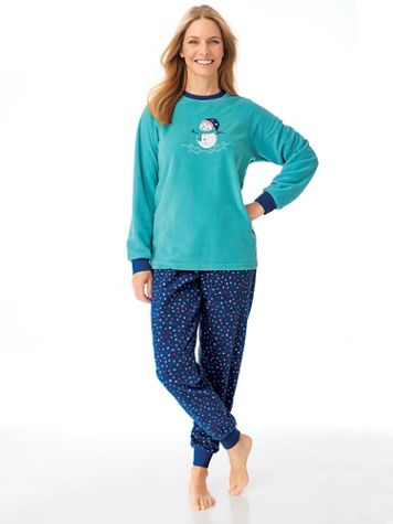 Novelty Appliqué Fleece Pajama Set - Image 1 of 5