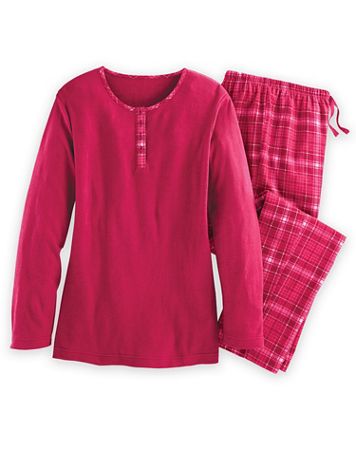 Flannel-Trimmed Pajama Set - Image 1 of 1