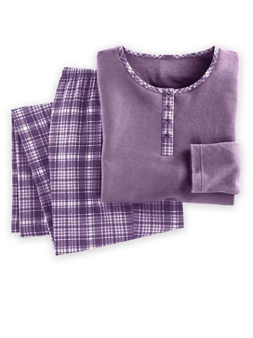 Flannel-Trimmed Pajama Set - Image 2 of 3
