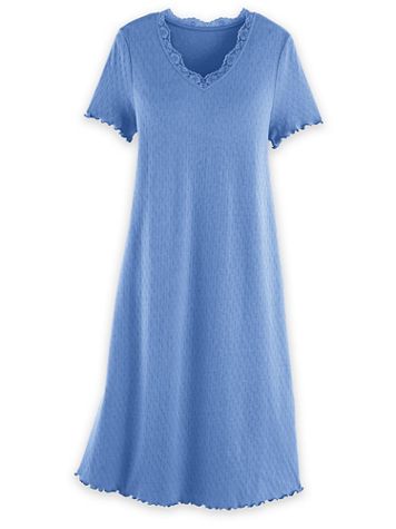 Short-Sleeve Lace-Trim Nightgown - Blair