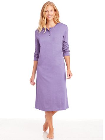 Long Sleeve Knit Henley Nightshirt - Image 2 of 2