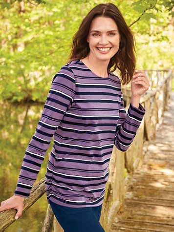Long-Sleeve Striped Active Top - Image 1 of 1