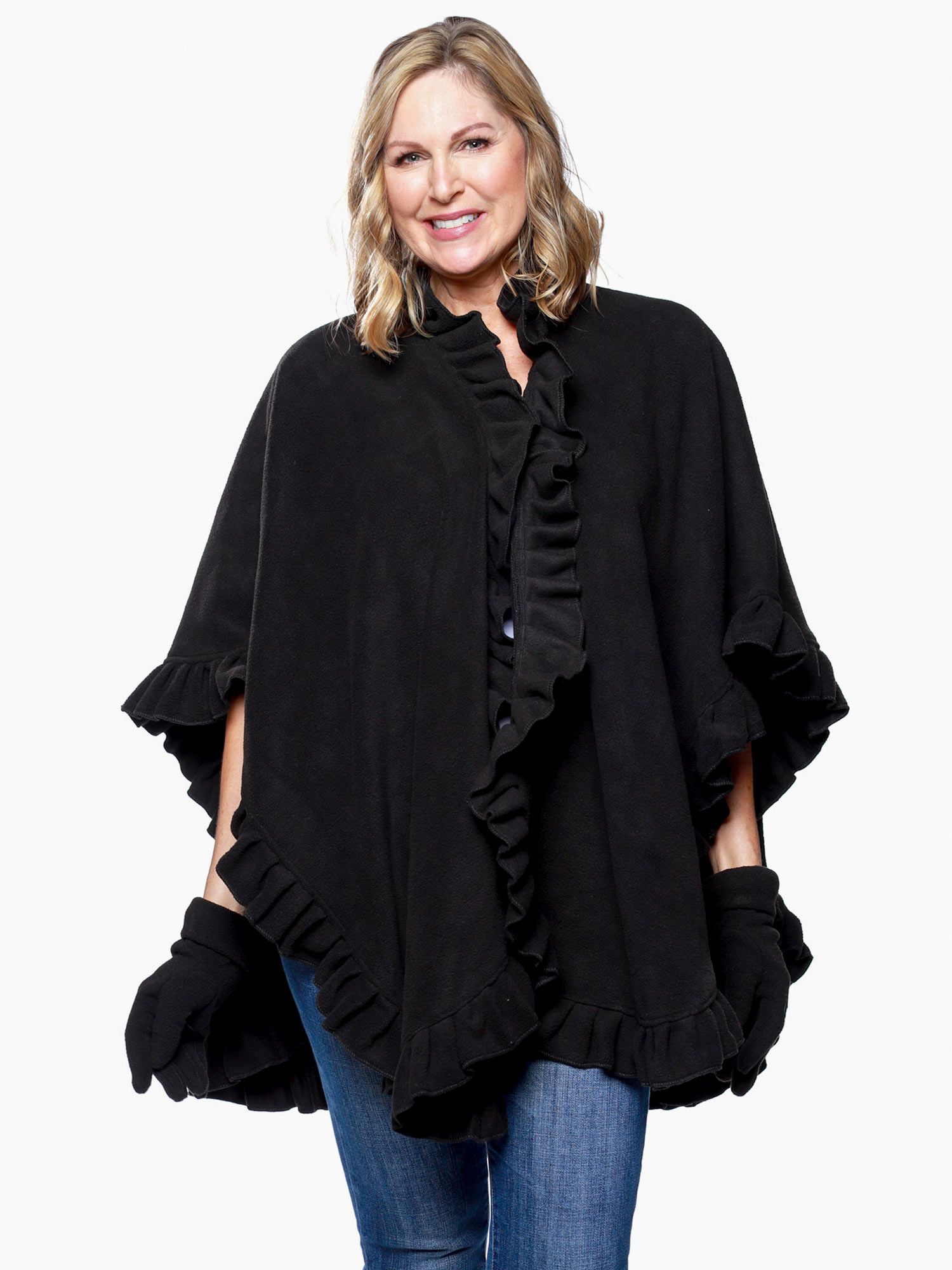 Ruffle Fleece Wrap & Glove Set