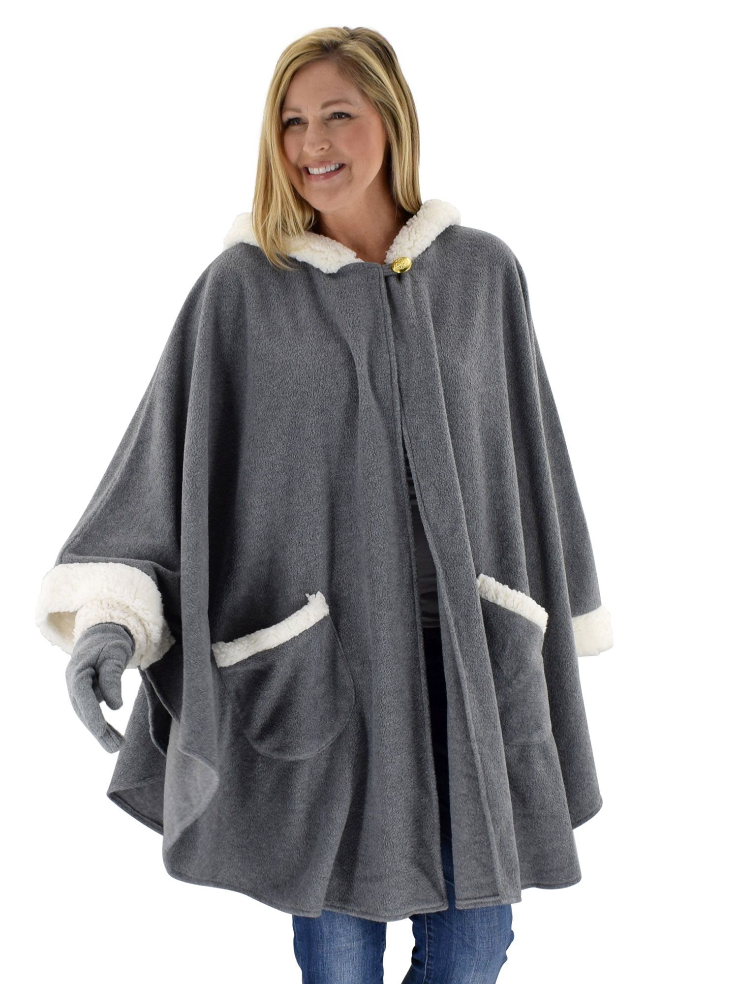 Fleece Hooded Wrap and Glove Set 