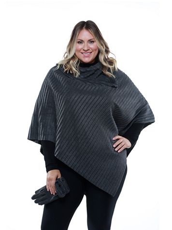 Pleated Fleece Poncho and Glove Set - Image 1 of 7