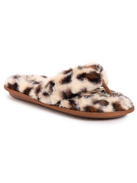 MUK LUKS® Maren Faux Fur Thong Slippers W/Faux Fur Footbed