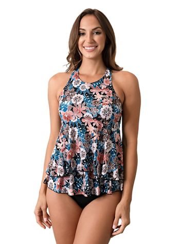 Fit 4 U Moon Shadow Hi Neck 2 Tier H-Back Top - Image 1 of 3