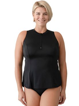 Fit 4 U Solid Sleeveless Swim Shirt with Built-in Bra