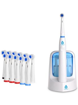 Rotary Rechargeable Toothbrush w/ UV sanitizer + 12 Brush Heads Included 