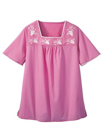 Haband Women’s Embroidered Cotton Peasant Tunic - Image 1 of 1