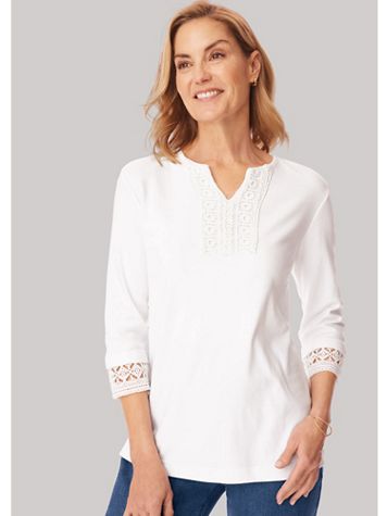Two Twenty® Lace Trim Pullover - Image 1 of 8