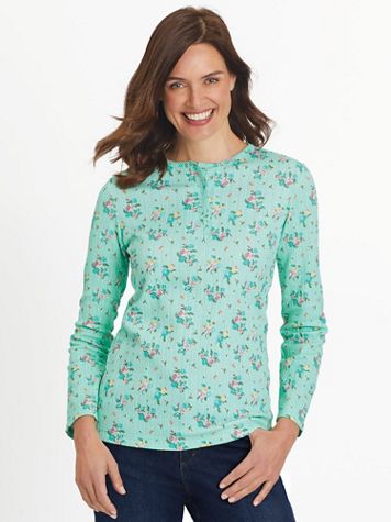 Long-Sleeve Pointelle Henley Top - Image 1 of 42
