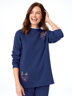 Better-Than-Basic Embroidered Tunic Sweatshirt