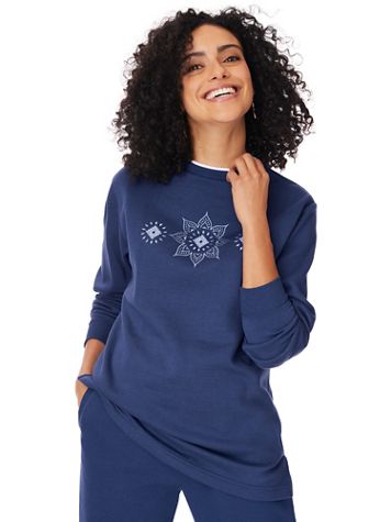 Better-Than-Basic Embroidered Tunic Sweatshirt - Image 1 of 17