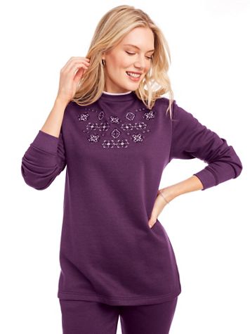Better-Than-Basic Embroidered Tunic Sweatshirt - Image 1 of 18