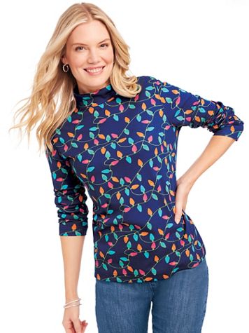 Essential Knit Patterned Mock Top - Image 1 of 7