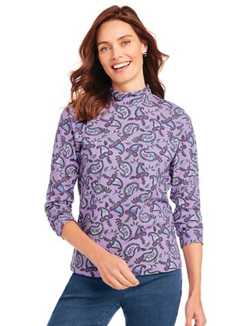 Essential Knit Patterned Mock Top - Image 1 of 8