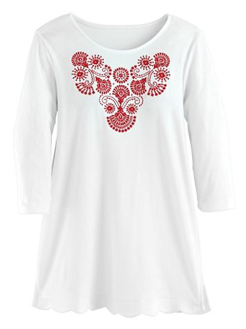 Three-Quarter Sleeve Embroidered Tunic - Image 1 of 1