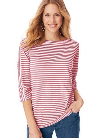 Three-Quarter Sleeve Criss-Cross Sailor Top - Image 1 of 13