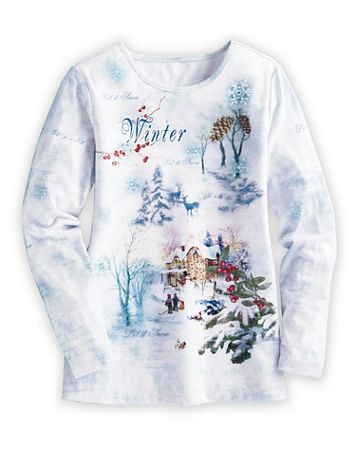 Long-Sleeve Holiday Print Tee - Image 1 of 1