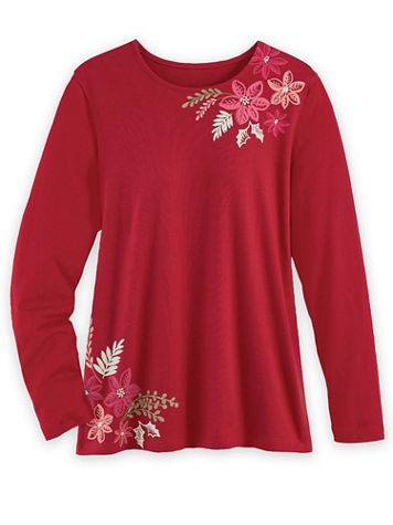 Long-Sleeve Floral-Print Knit Top - Image 1 of 2