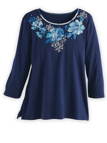 Alfred Dunner Floral Appliqué Top - Image 1 of 1