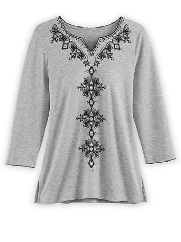 Alfred Dunner Scroll Embroidered Knit Top - Image 1 of 1