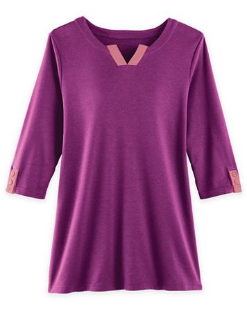Essential Knit Contrast-Trim Tunic - Image 1 of 4