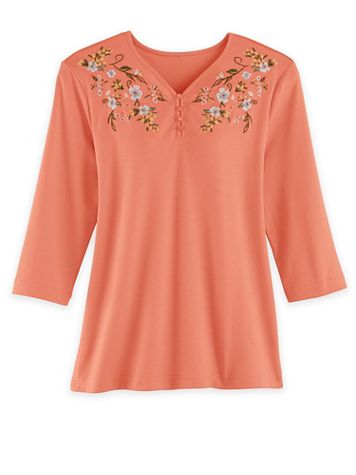 Embroidered Sweetheart Henley - Image 1 of 2